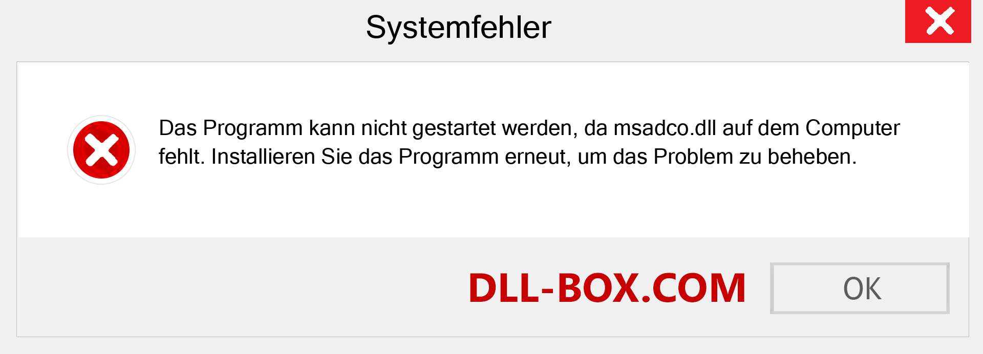 msadco.dll-Datei fehlt?. Download für Windows 7, 8, 10 - Fix msadco dll Missing Error unter Windows, Fotos, Bildern